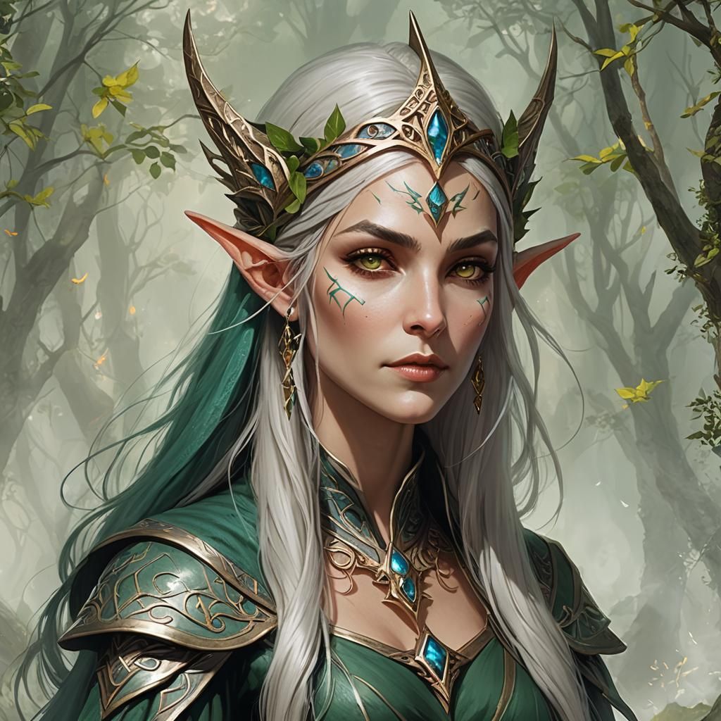 High Elven Sorceress in Fantasy Art Style