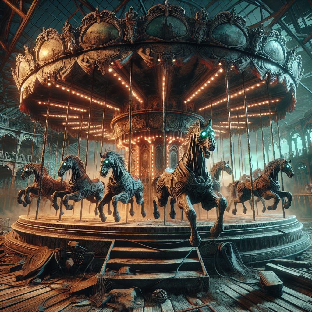 Macabre Carousel Awakens in Deserted Park