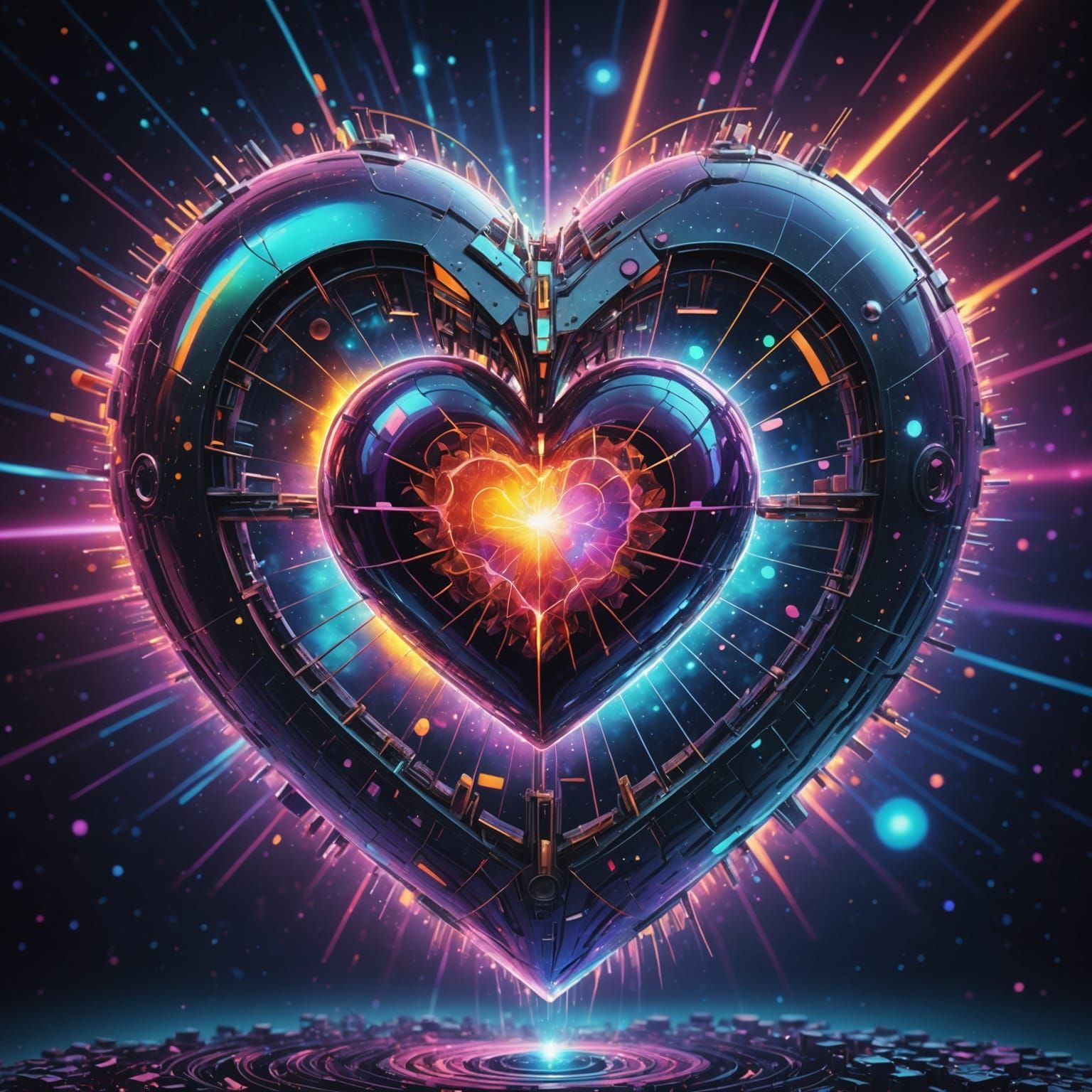 Heart Bomb in Holographic Astral Style