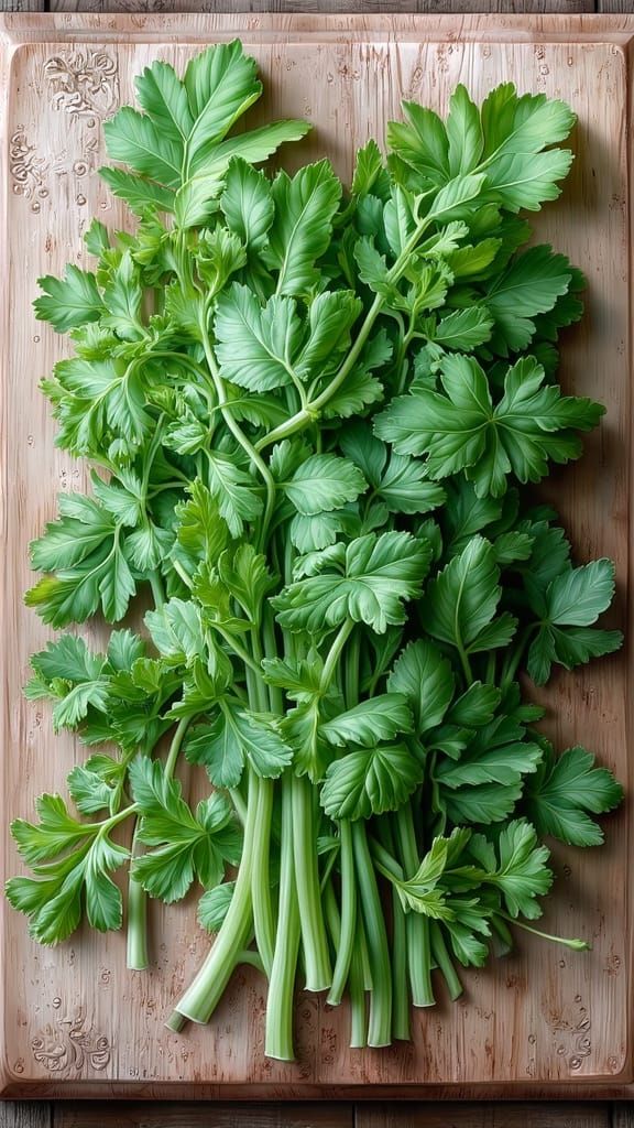 Fresh Herbs on Rustic Cutting Board