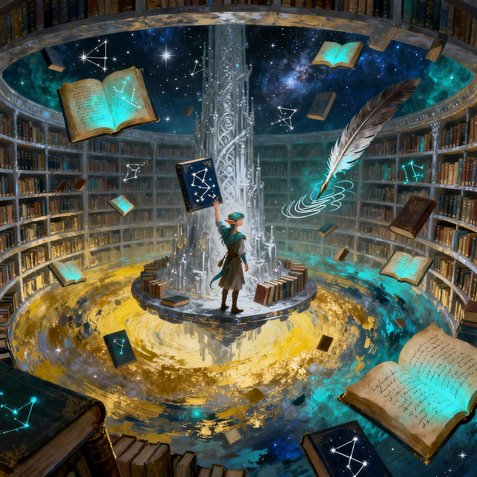Celestial Library of the Silver Spire in Ethereal Fantasy Re...