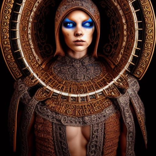 Hyperrealistic Cultist in Dark Fantasy Catacombs