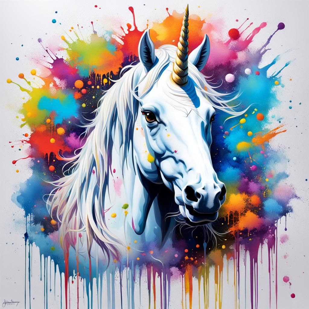 Polychromatic Unicorn in Graffiti Art Style