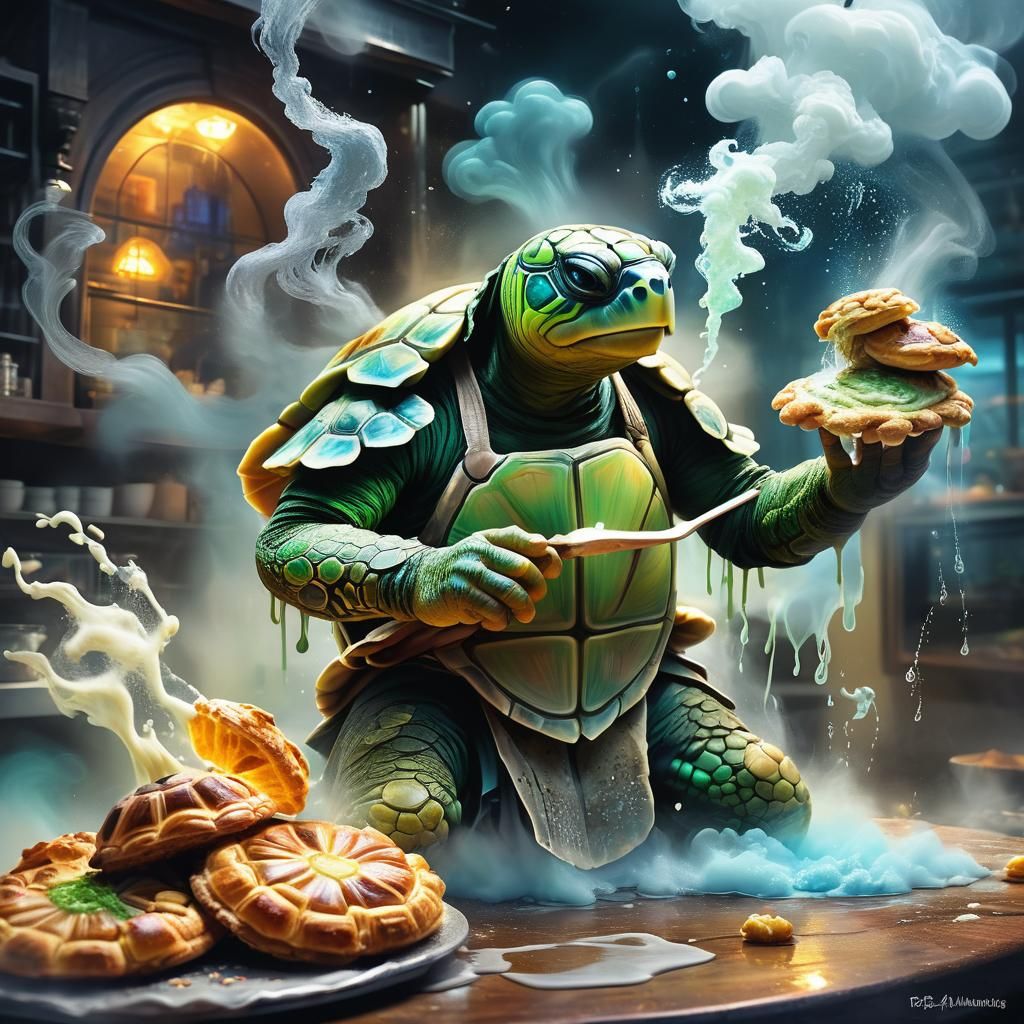 Stormy Turtle Baker: A Glitch Art Masterpiece