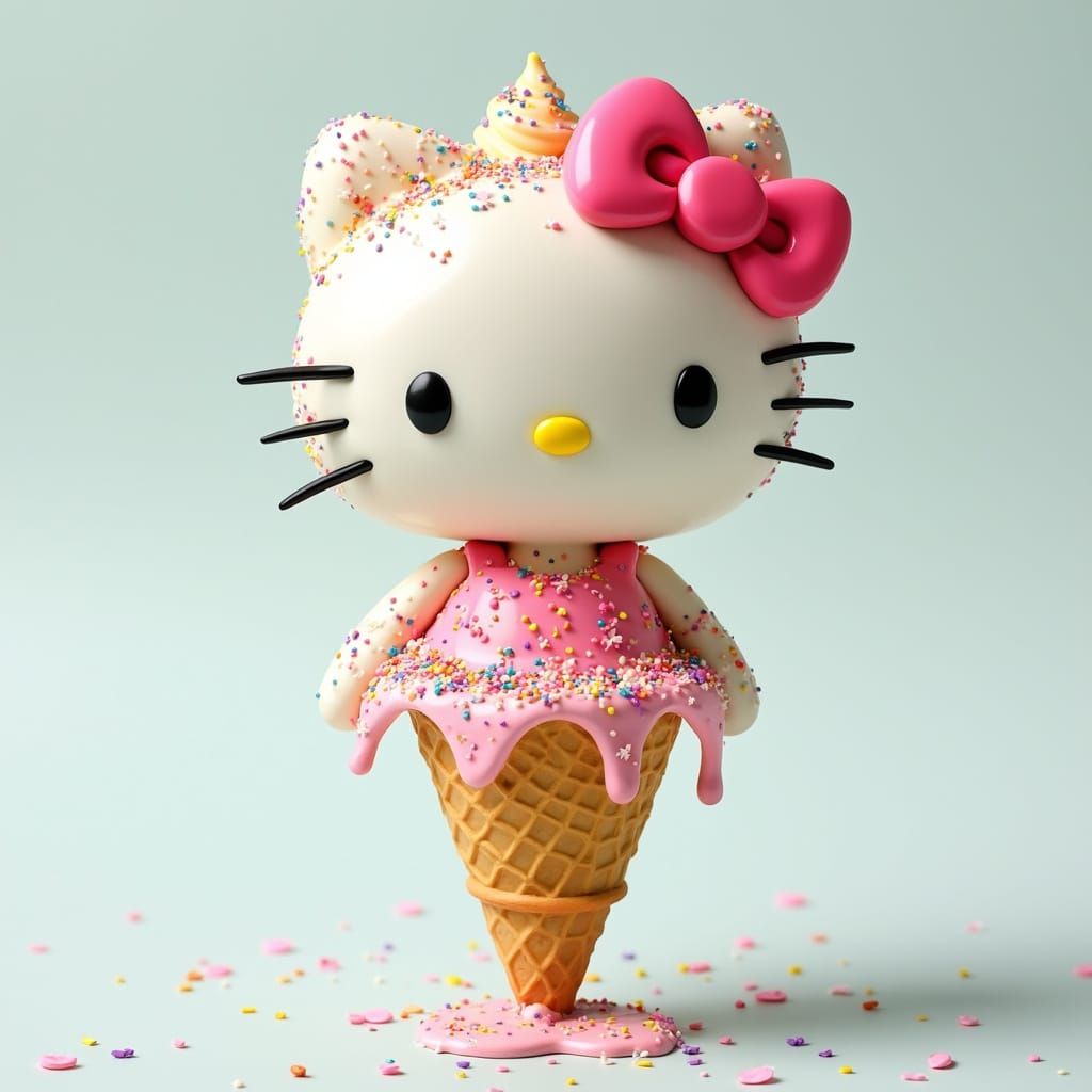 Hello Kitty as a Whimsical Waffle Treat