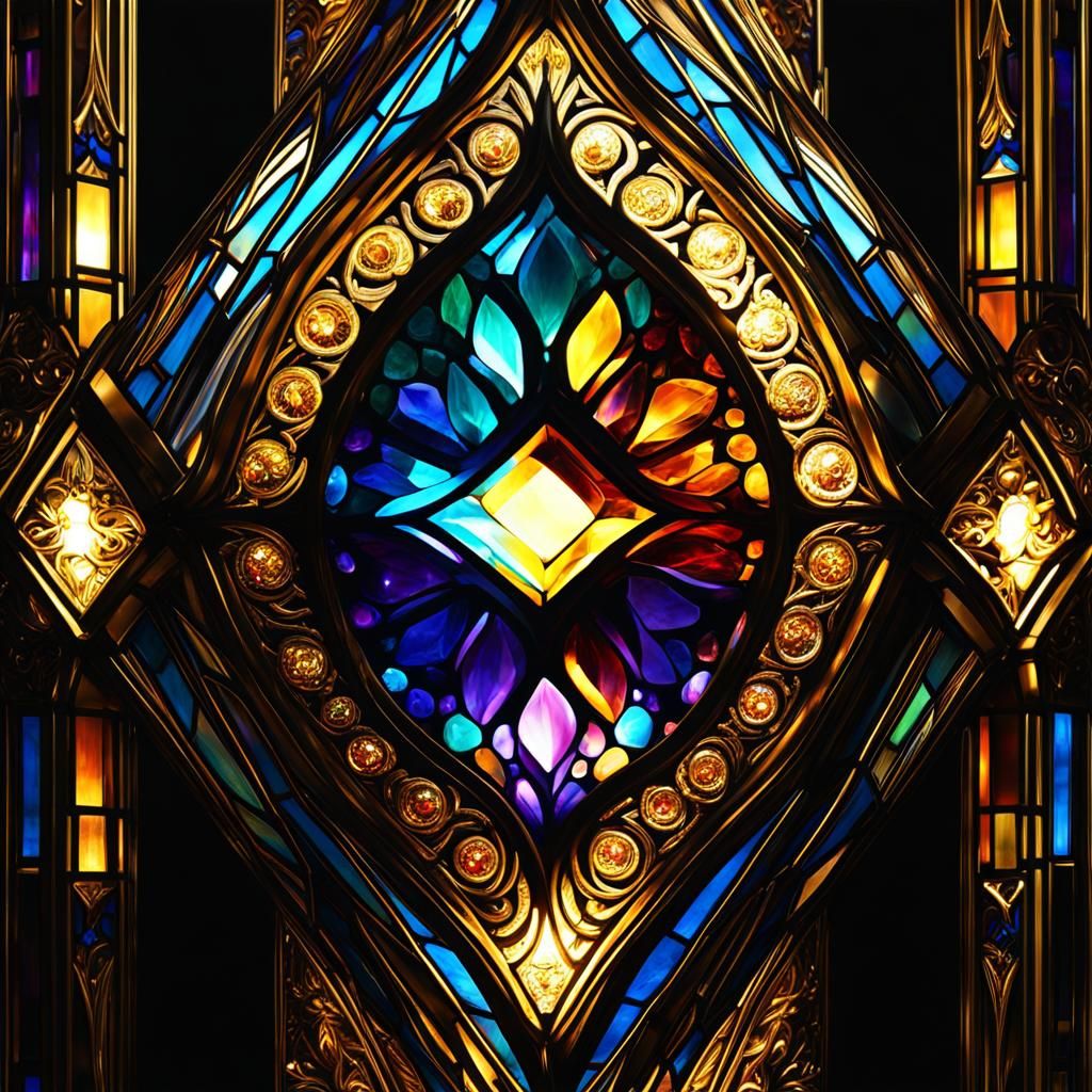 Stained Glass Lead Light Lamp with Bioluminescence