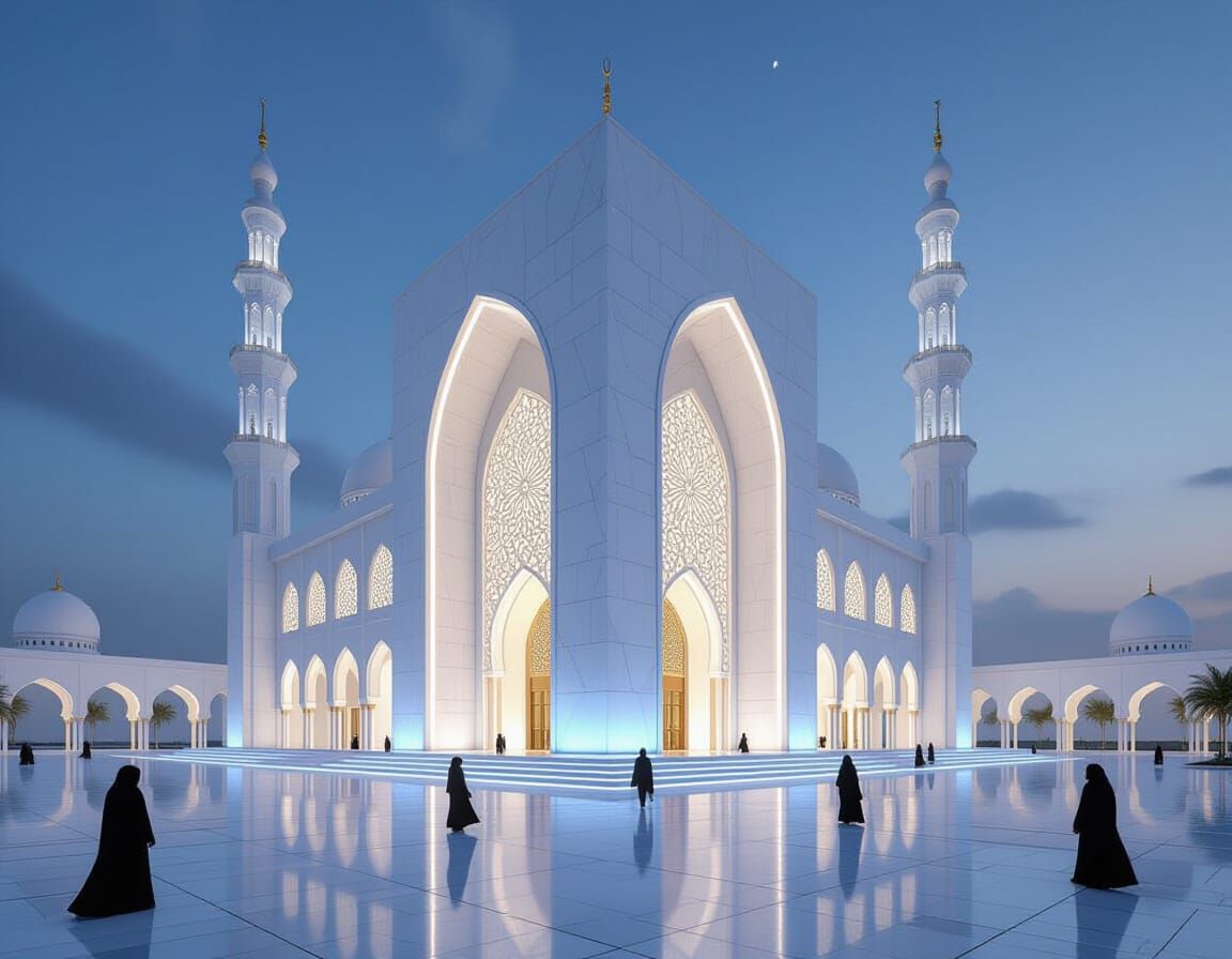 Futuristic Madrasa in Islamic Metropolis, in Cyberpunk Style