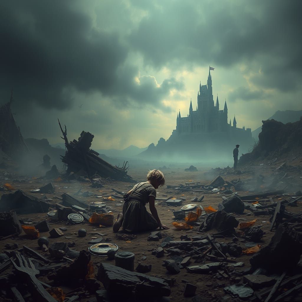Distressed Youth in Ruined Landscape, Digital Matte Painting