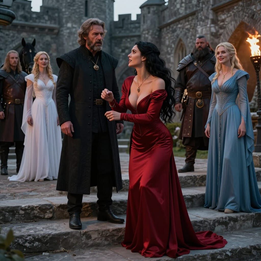 Grimdark Fantasy Scene at Raven's Rock Castle