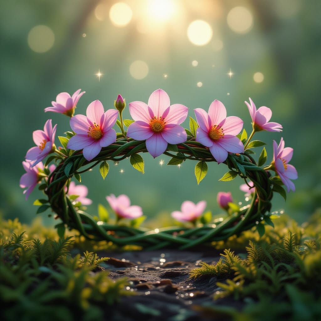 Radiant Vine Crown with Blooming Flowers