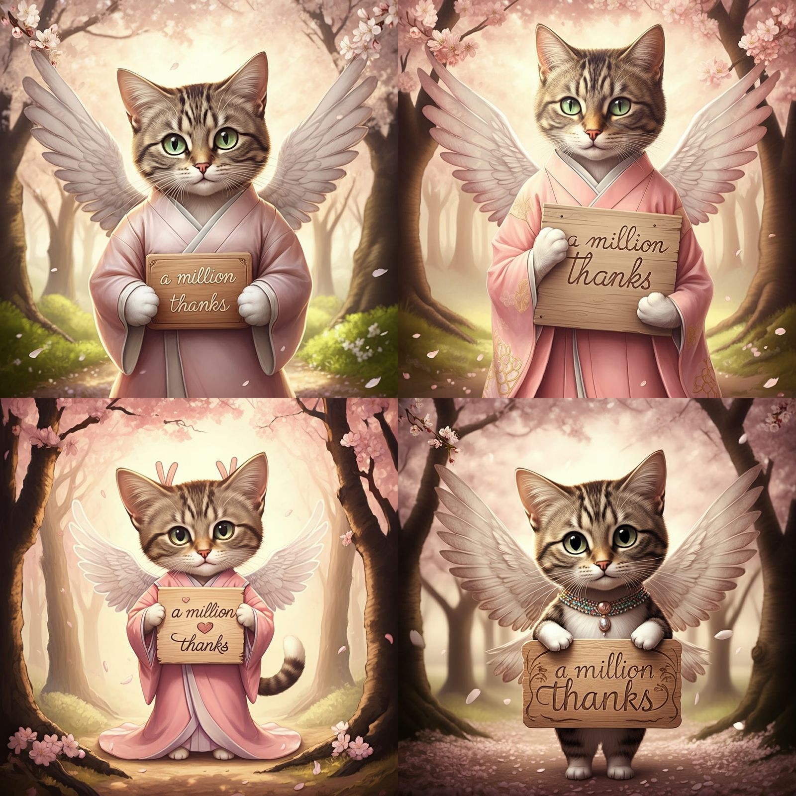 Whimsical Chibi Cat Goddess in Cherry Blossom Paradise