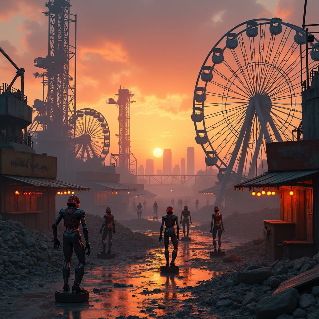 Post-Apocalyptic Robot Dance at Ruined Fun Fair