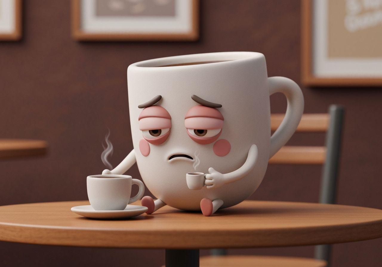 Tired Coffee Mug Seeks Morning Brew in Claymation Style