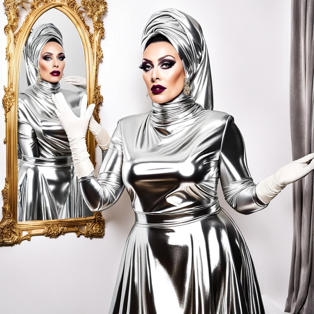 Metallic Drag Queen in Couture Wonderland