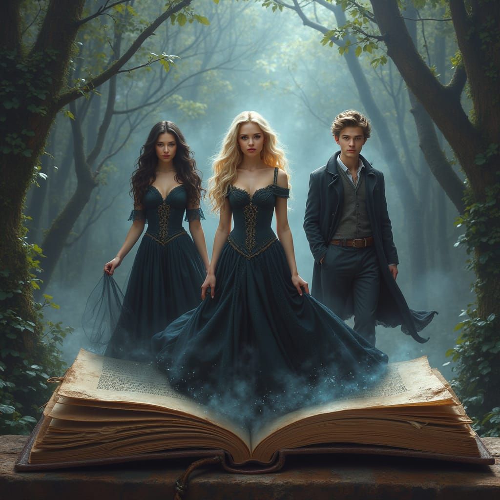 Fantasy Characters Leap from Book in Ethereal Light