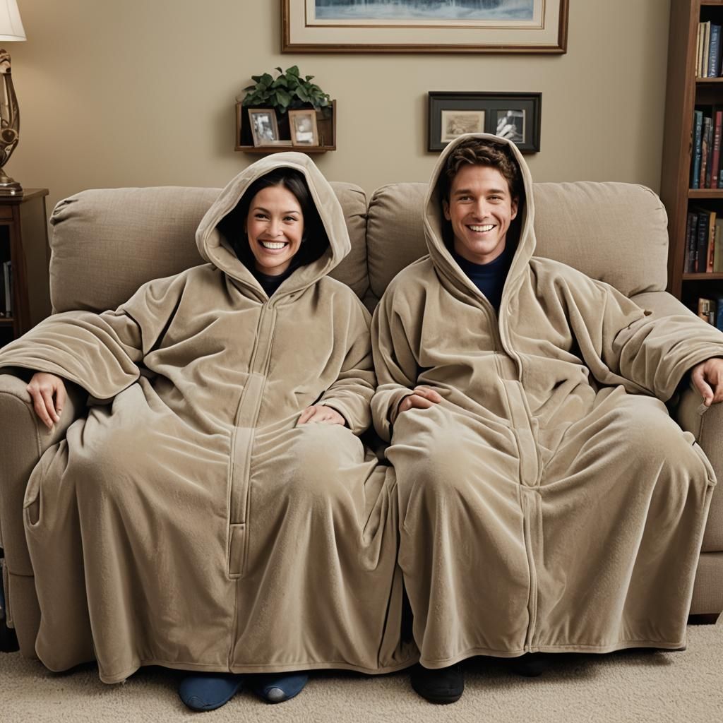 Two People Under a Giant Snuggie, Digital Art