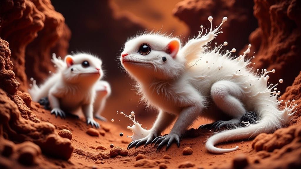 Whimsical Furry Fairies on Martian Caverns