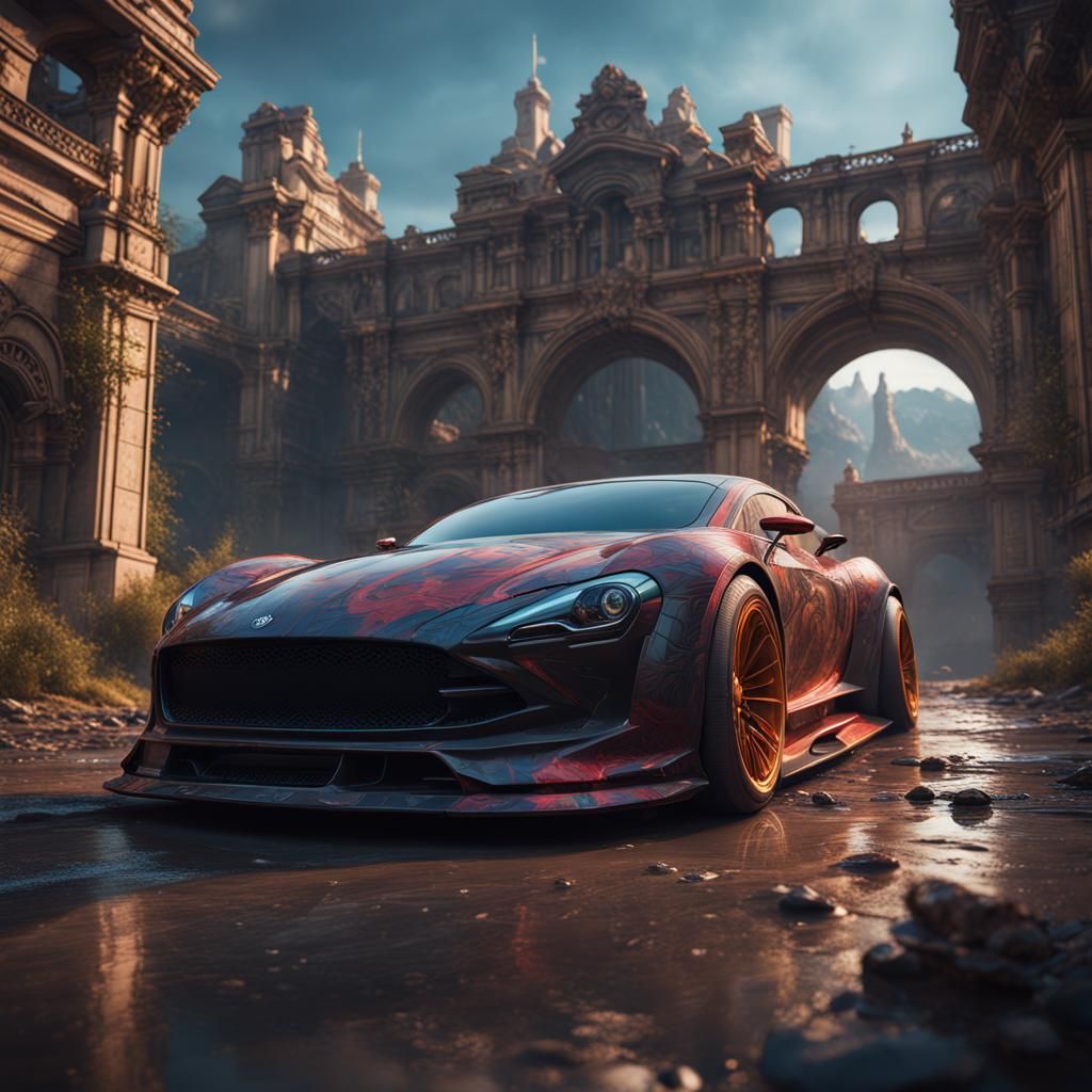 Detailed Matte Painting of a Sports Car