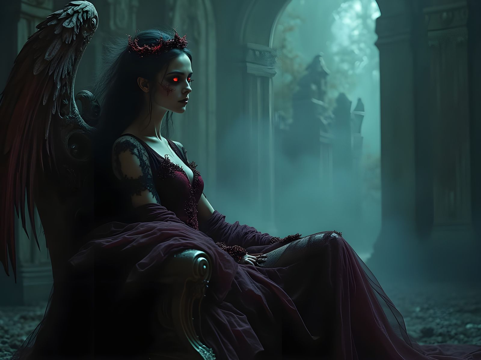 Surreal Angel of Death in a Dark, Macabre Atmosphere