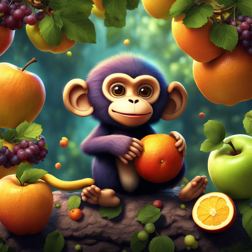 Fruit Monkey: Detailed Matte Painting in 8k