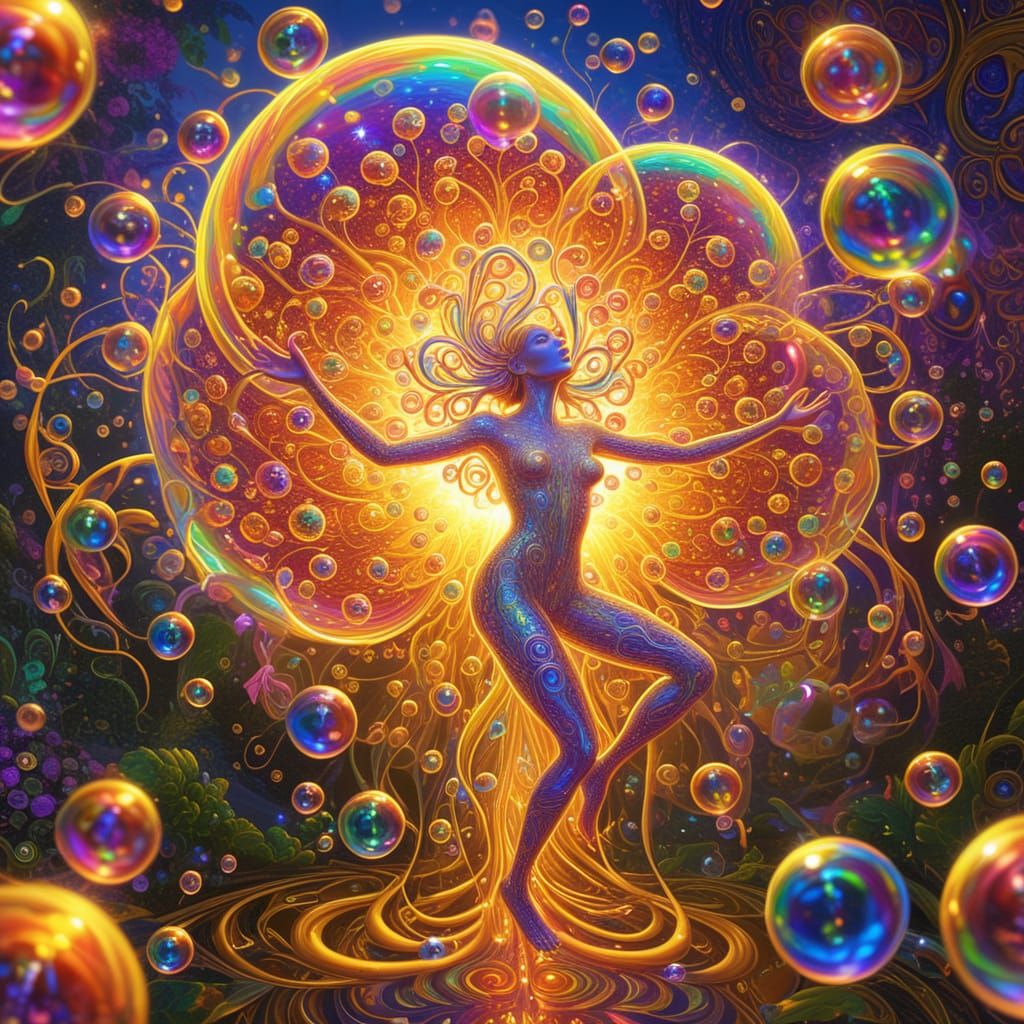 Sprite Dancing in a Psychedelic Bubble Field