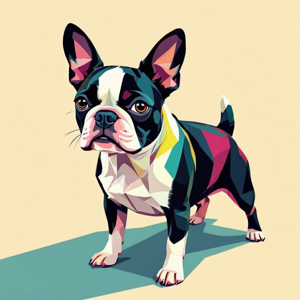 WPAP Portrait of a Boston Terrier in Vibrant Geometric Style