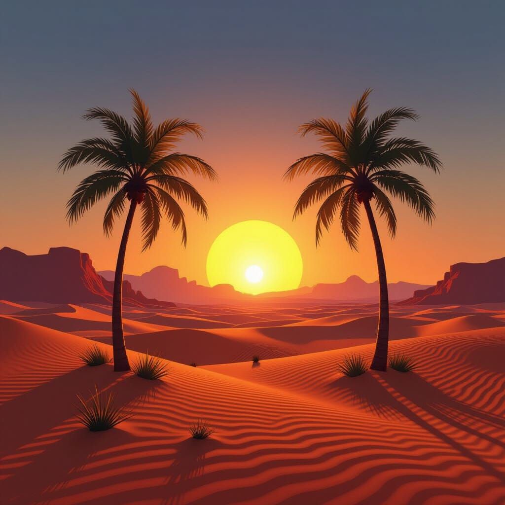 Desert Paradise Sunset Logo Design