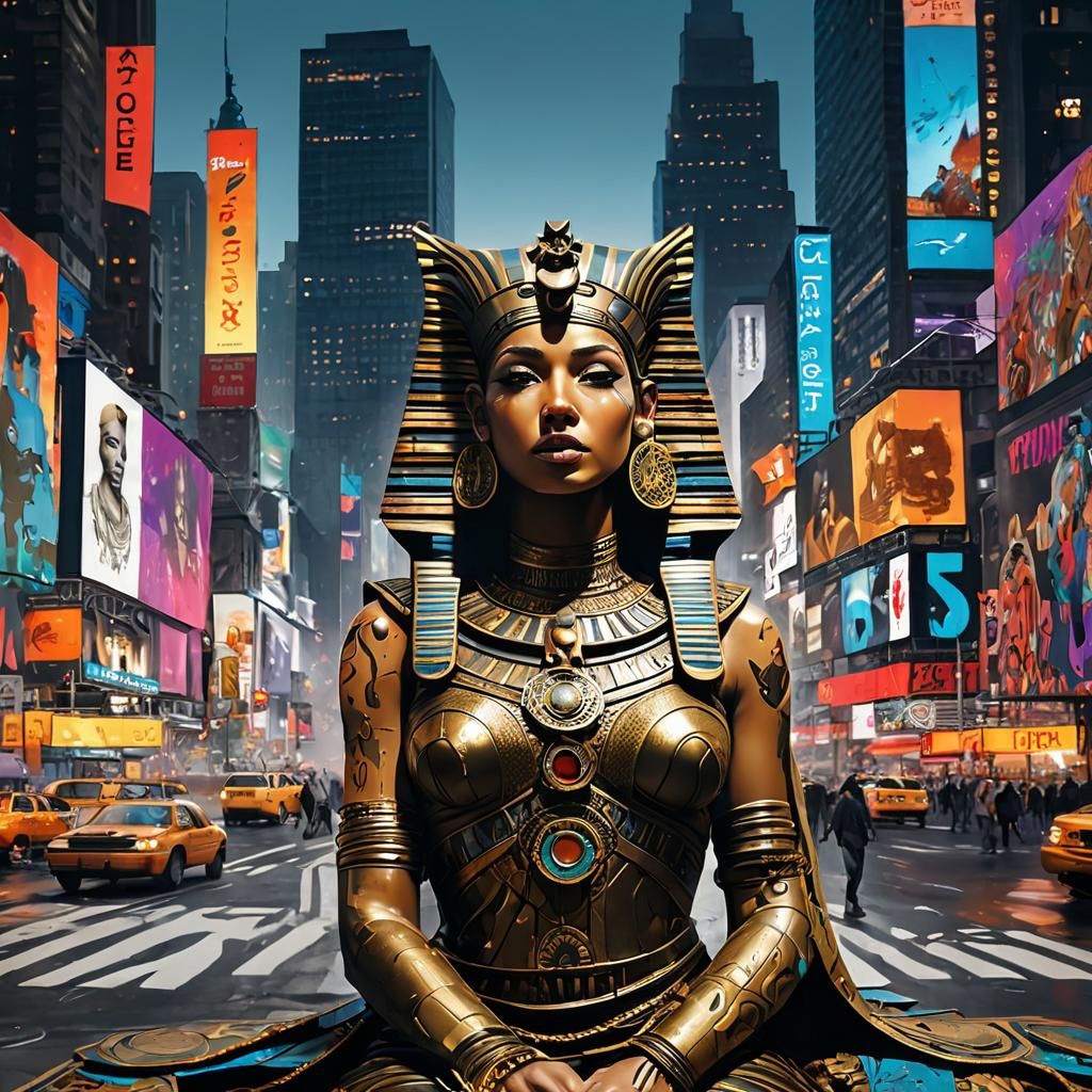 Cleopatra in Times Square: Graffiti Art Style