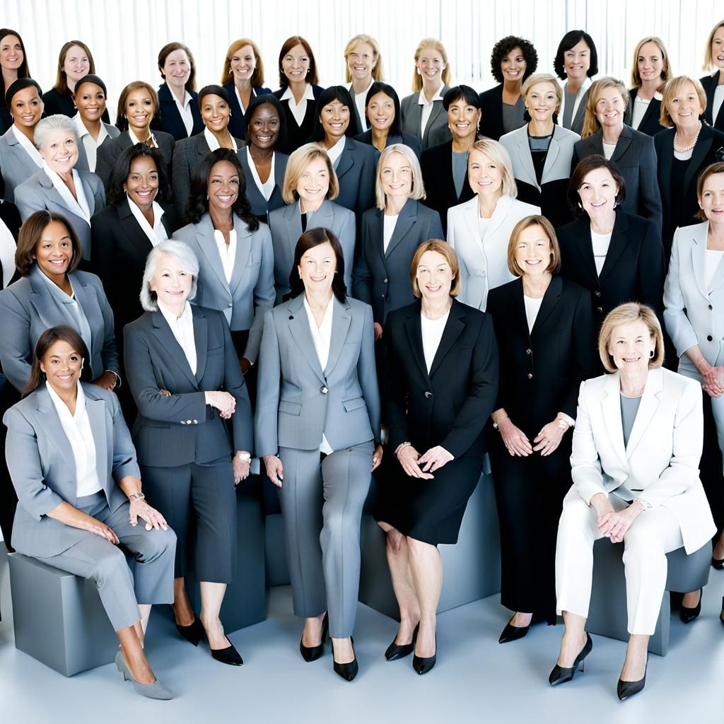 Businesswomen in Monochrome Suits: A Study in Grey
