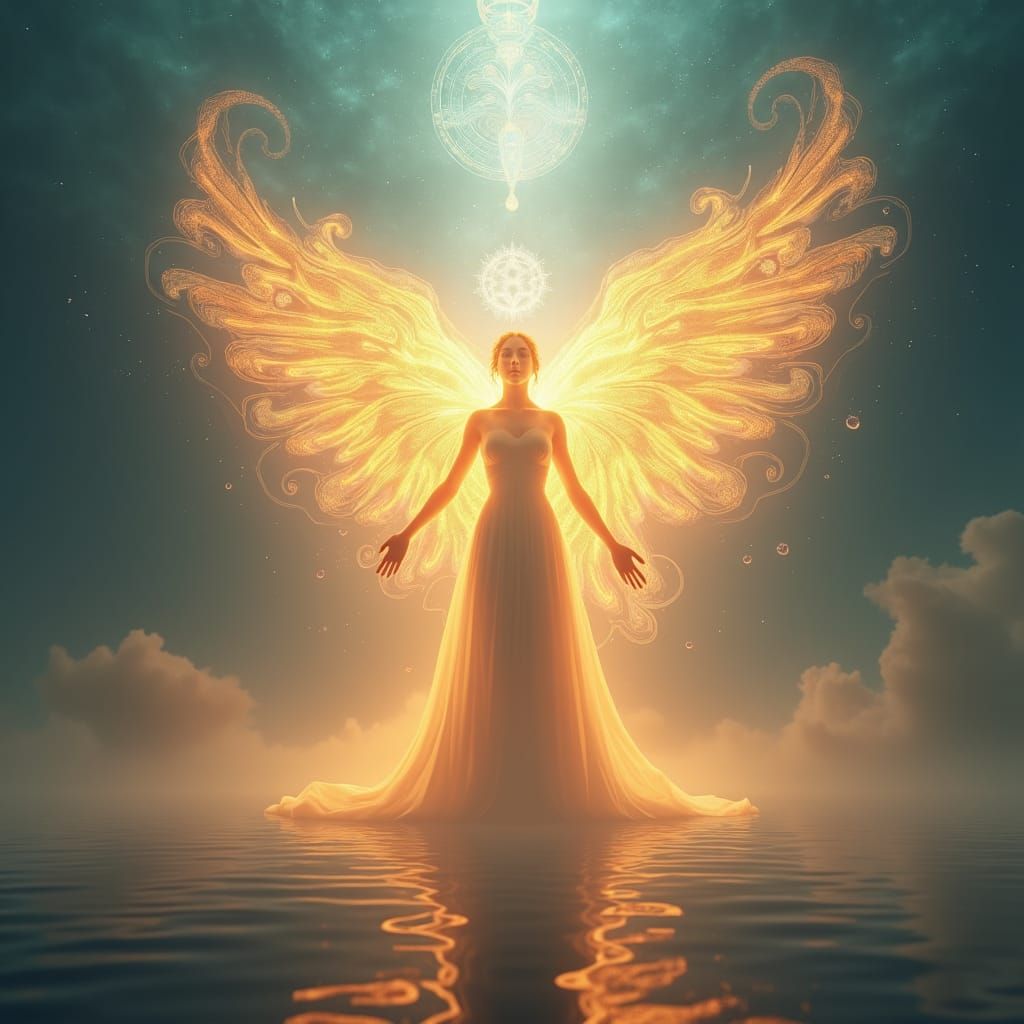Ethereal Being Embracing Inner Light: Fantasy Concept Art