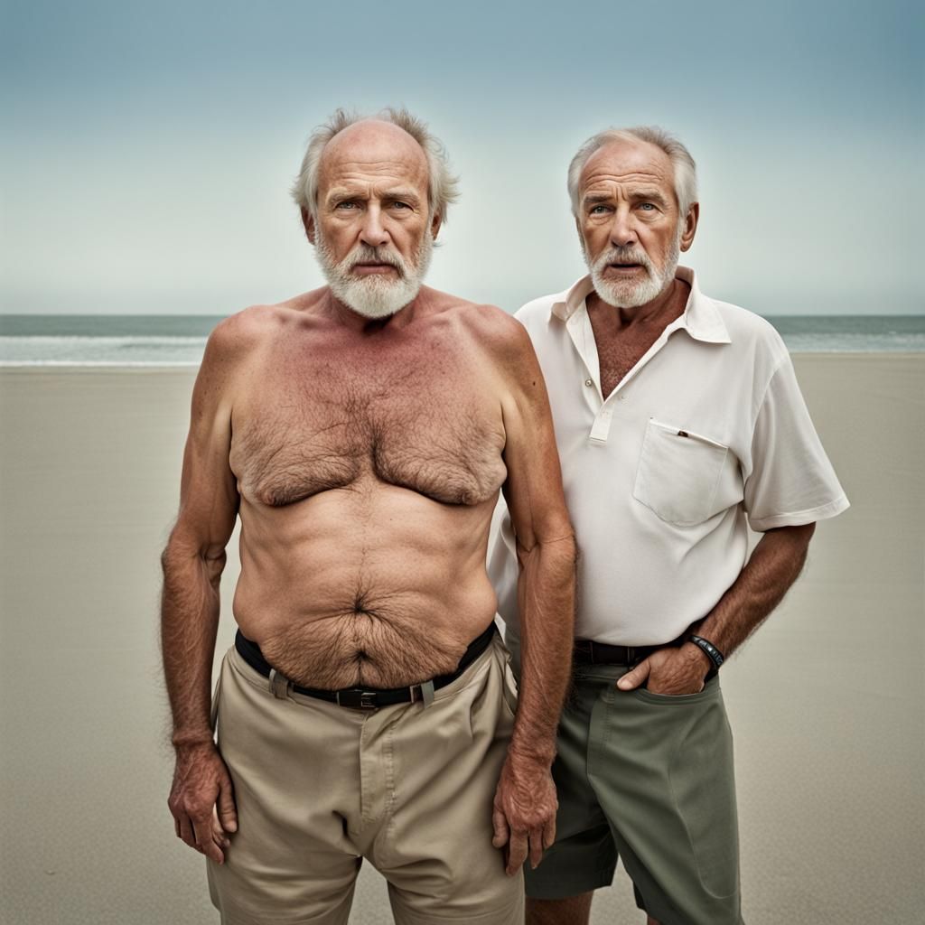 Beach Portrait of a Hairy Middle-Aged Man