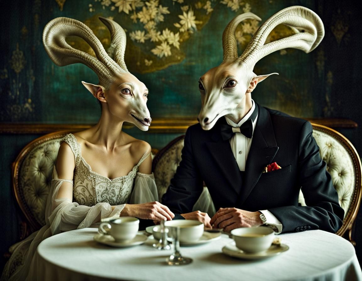 Surreal Alien Restaurant Celebration in Magical Realism