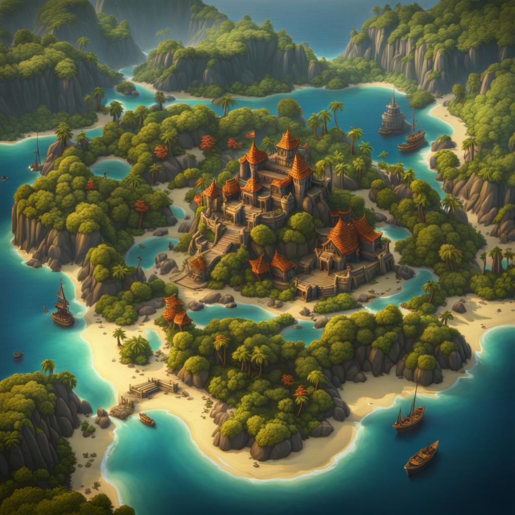 Detailed Map of Melee Island: Fantasy Concept Art