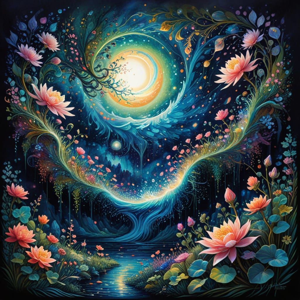 Dreamy, Ethereal Garden Blooms within a Mystical Sack