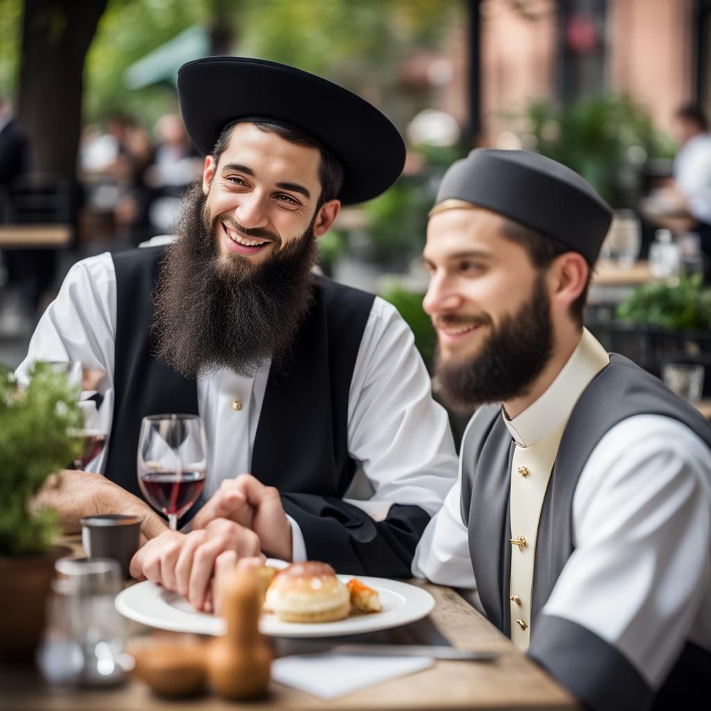 Rabbi and Priest Lunching in NYC Photo