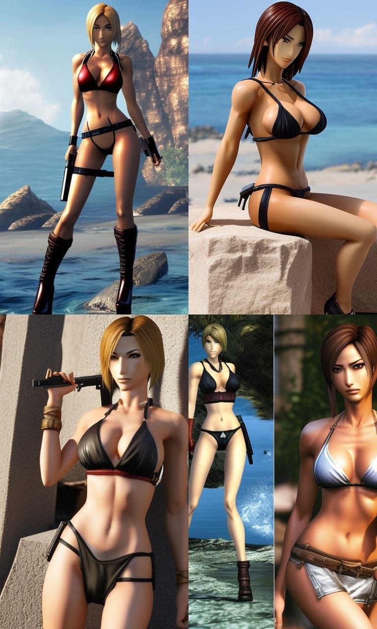 Video Game Characters in Bikinis: Digital Art