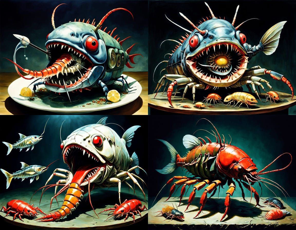 Bizarre Hybrid Creature in Japanese Surrealist Art