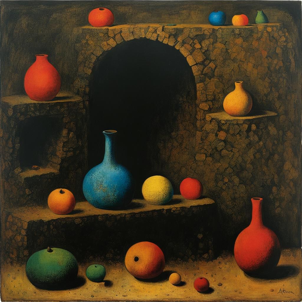 Abstract Landscape in Mordecai Ardon Style