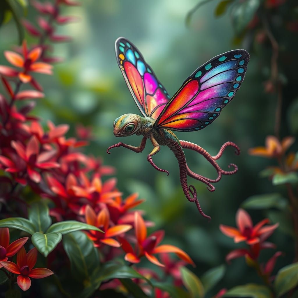 Exotic Alien in Vibrant Jungle Paradise