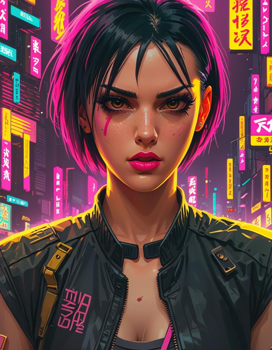 Cyberpunk Pixel Art in Neon Style
