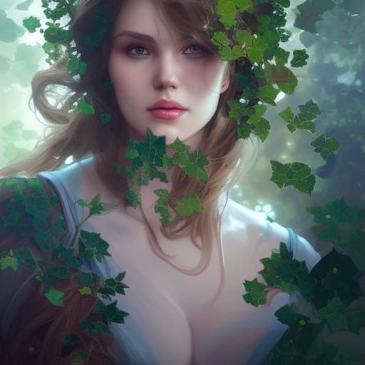 Detailed Portrait of Ivy in Art Nouveau Style