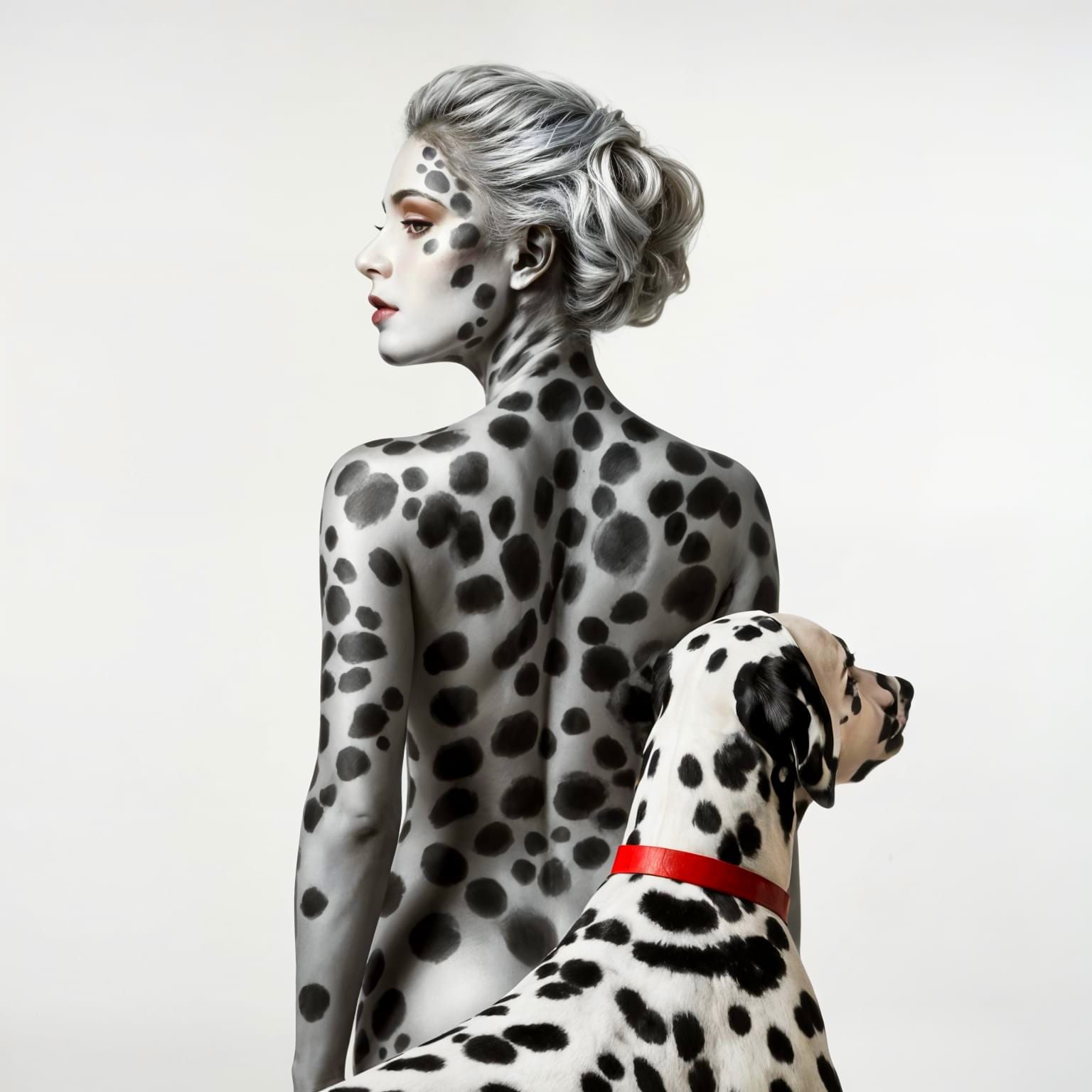 Dalmatian Dream: Tonalist Art Featuring Spotted Woman