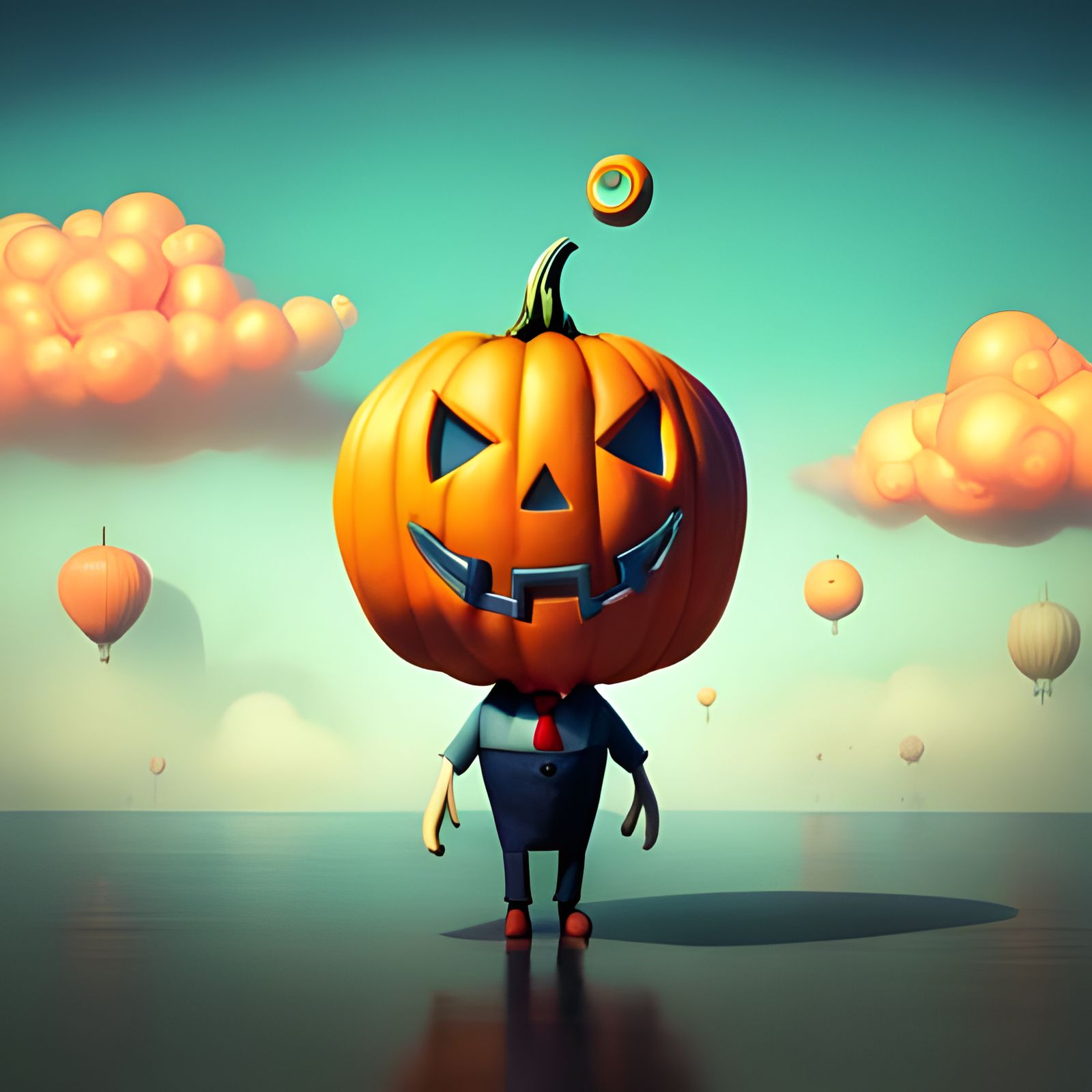 Cute Jack-O-Lantern Falling in Love, Pixar Style