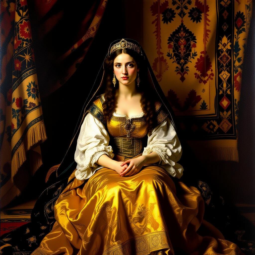 Queen Esther Prepares for Haman, in Dutch Golden Age Style