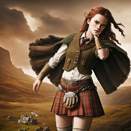 Bonnie Lass in Kilt: Digital Matte Painting