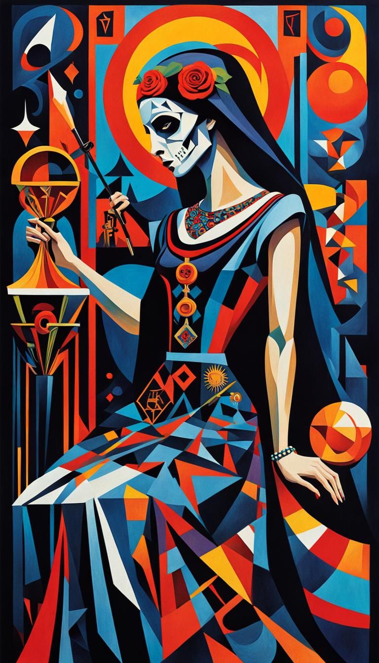 Cubist Death Tarot Card by Female Designer