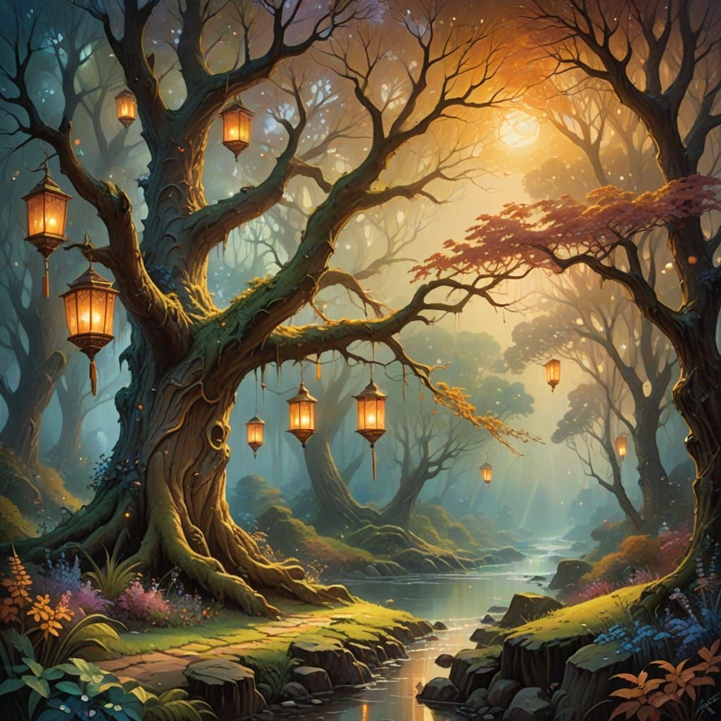 Mystical Lord Emerges from Radiant Mist in Ancient Realm