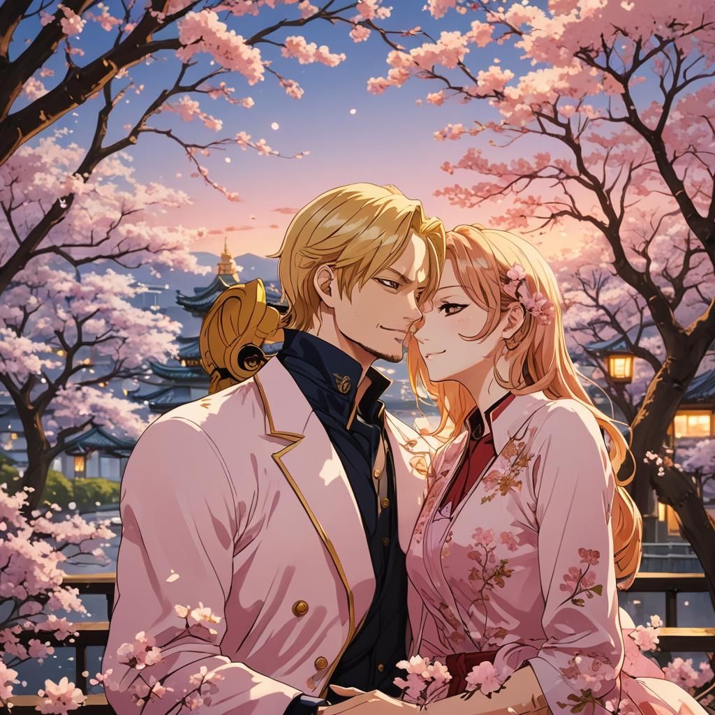 Romantic Anime Date Under Cherry Blossoms