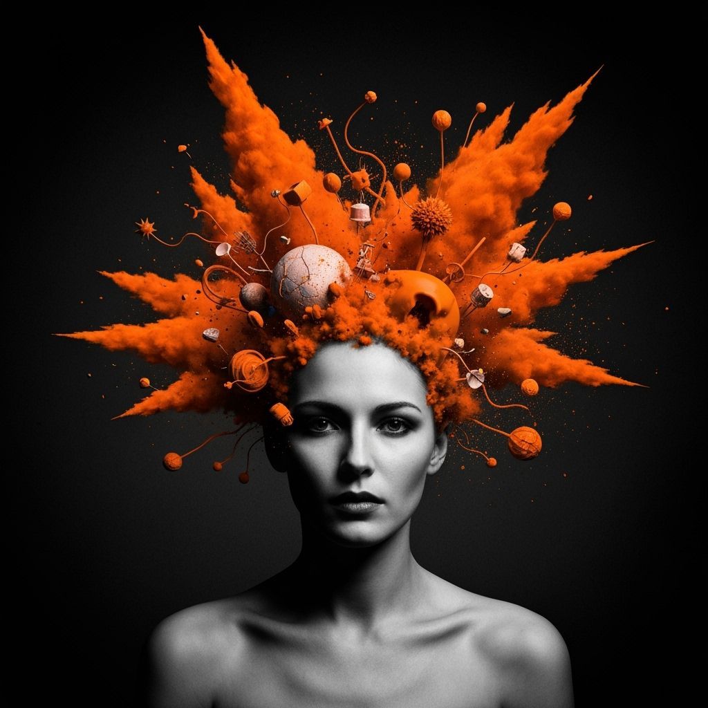 Surreal Explosion of Abstract Shapes in High Contrast Photo