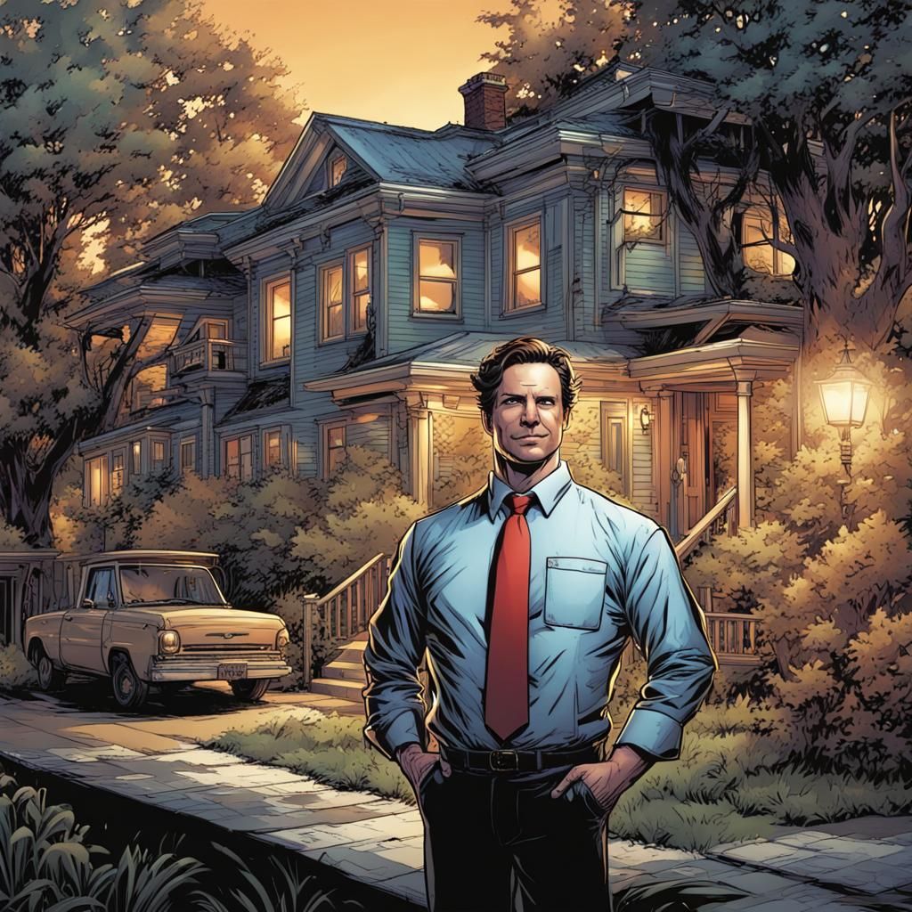 Real Estate Agent in Comic Book Art